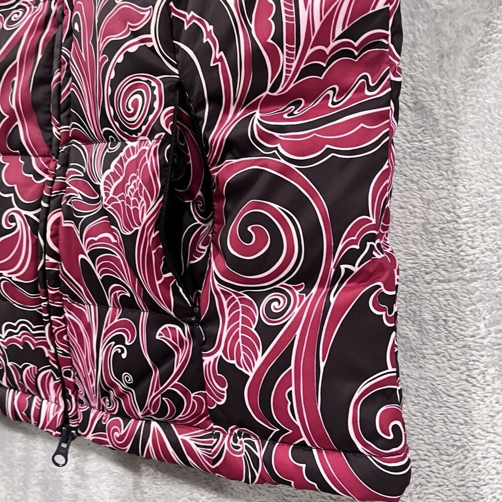 Athleta Down Filled Puffer Vest Womens XS Coat Paisley Puffer Pink Winter Floral - Picture 8 of 11